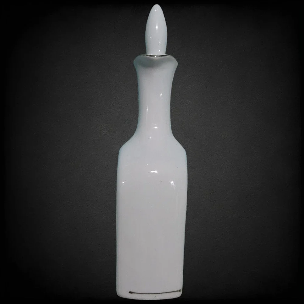 1950s Vintage Porcelain Decanter Floral Gold Trim Cork Stopper Mid-Century Cruet